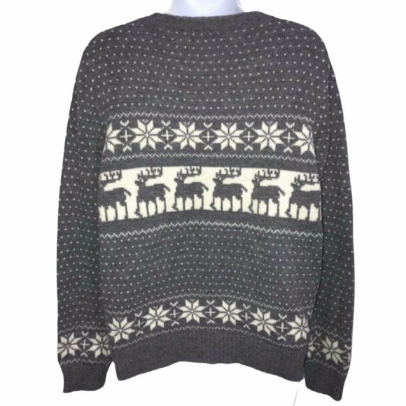 POL Nordic Gray Snowflake Reindeer Sweater Large - Picture 4 of 5